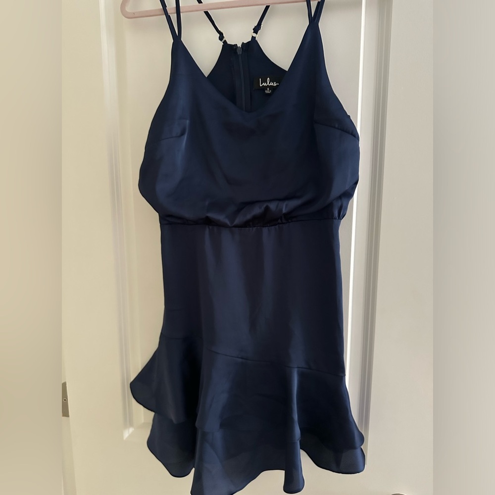 Navy Satin Dress